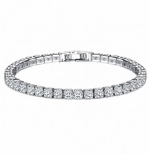 Tennis Bracelet Silver Plated With Cubic Zirconia For Women Fashion Jewelry Gift