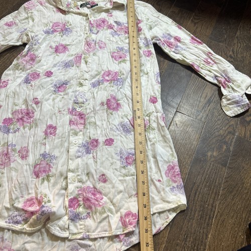 Camicia da notte Ralph Lauren rosa floreale con bottoni taglia M pigiama cottage core - Foto 2 di 5