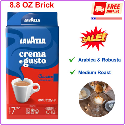Lavazza Crema e Gusto Ground Coffee, Medium Roast, 8.8 Ounce Brick (Pack of 4)