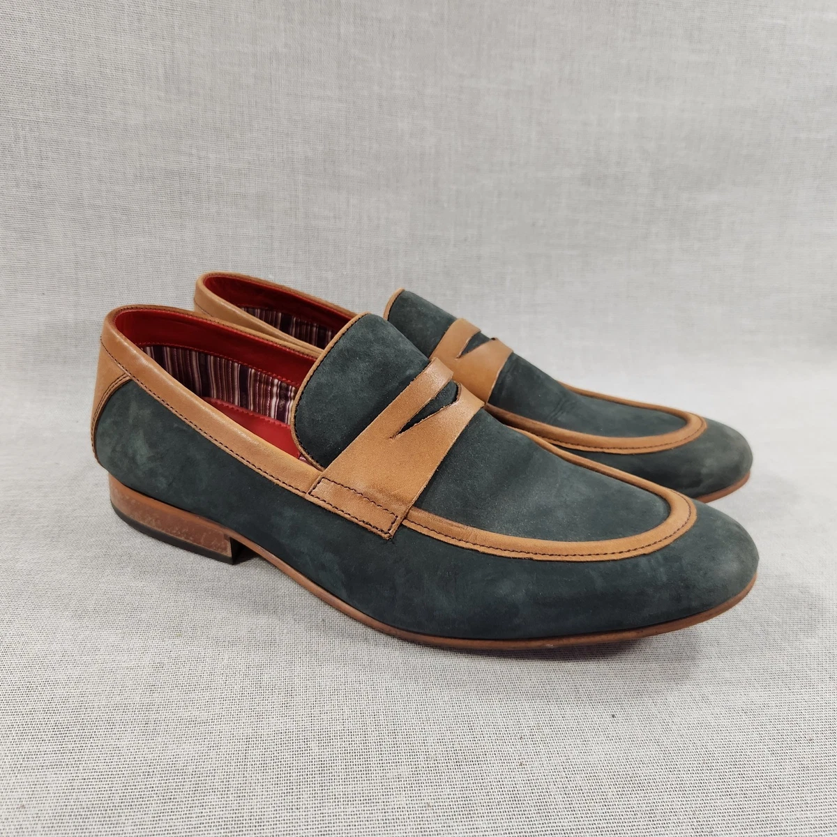 Base London Loafers Mens 44 Burgundy Metal Bit Detail Classic Formal Business Leather Penny Loafers Men | Burgundy | Southern Gents main image 2
