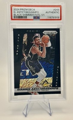 2024-25 Prizm Deca Giannis Antetokounmpo Black Shimmer Prizm FOTL 1/1  PSA Auth