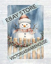 Snowman Tin Sign Garland Fence Winter bedroom decorating ideas