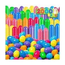 Jumlys 2000 PCS 2.4" Plastic Easter Eggs Bulk, Empty Easter Eggs in 8 Colors,...