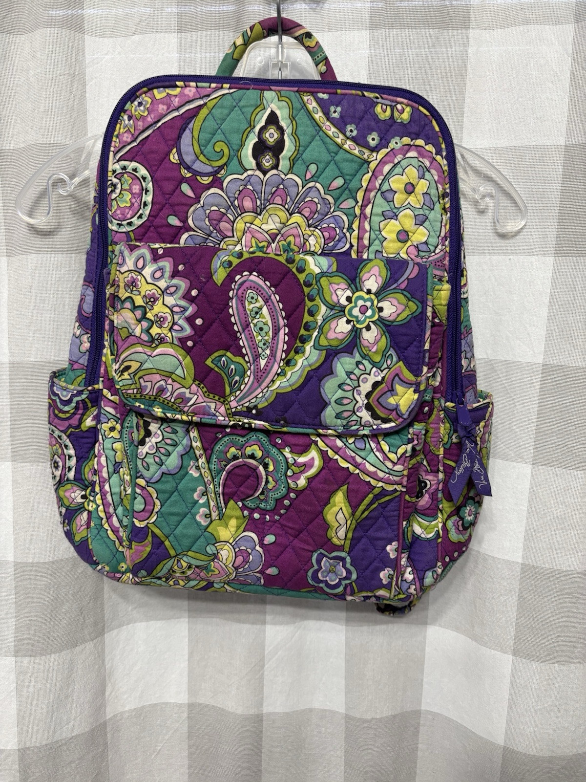 Vera Bradley Backpack Purple Paisley Adjustable Straps And Many Pockets vera-bradley-bancroft-backpack  main image 4