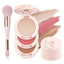 3 Colors Contour Blush Highlighter Makeup Palette | 3-IN-1 Multi-Colored Shimmer