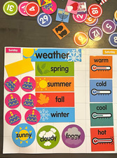 Magnetic Modern Classroom Wall Calendar Set w/ Weather Cards, Day Labels
