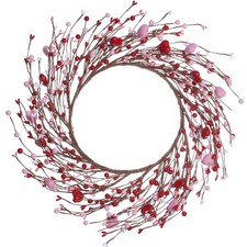 15 Inch Valentines Day Wreath, Pink, Red, Heart, Berry, Front Door, Wedding