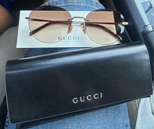 Gucci Rimless Sunglasses Brown Gradient Lenses Gold Metal Frame Case GG2051S 004