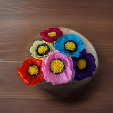 Set Of 6 Mexican Crep  Paper Flowers. 6   diameter approximately.