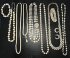 Vintage Lot of Faux Pearl Necklaces & Earrings Costume Jewelry Some Signed