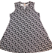 Chico's Sailboat Dress Sleeveless Stretch Shift Black White Size 3 ( X-Large )