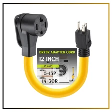 Dryer Adapter Cord 3-Prong Female Receptacle fits 120Volt Devices EV Power