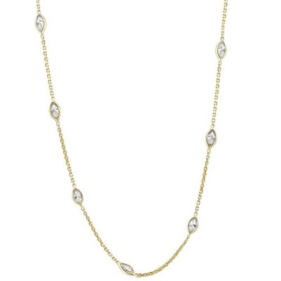 2 kt Marquise Diamant Bahnhof Halskette in 14k Weiß- oder Gelbgold 18'' Länge