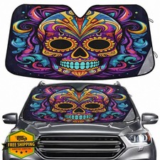 Car SUV Truck Windshield Sun Shade Sugar Skull UV Block Reflective Visor
