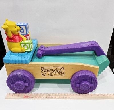 Winnie The Pooh ABC Singing WOOD & PLASTIC WAGON W/55 Wood Blocks
