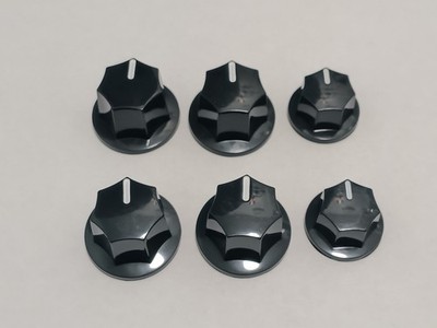 Jazz Bass knobs two sets (6 black) 6mm shaft for J-Bass, stompboxes new