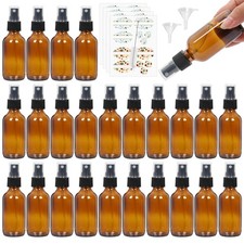 24 Pack 2oz Amber Glass Spray Bottles with Fine Mist Sprayer,60 ml Glass Trav...
