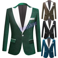 Men Glitter Lurex Dress Jacket Suit Blazer Showman Costume Party Stage
