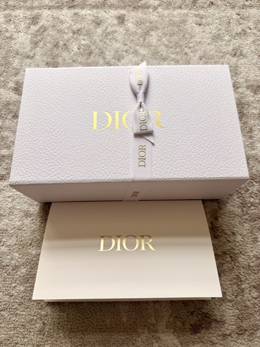 Authentic Dior White/Gold Gift Box Small + Dior Tissues 9”x5”x3