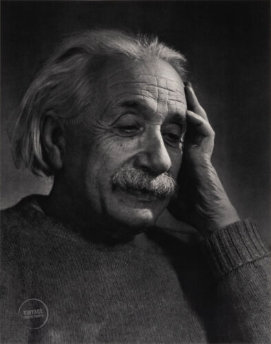 1948 Vintage Yousuf Karsh Photo Impression Albert Einstein Portrait Gravure 13x15 - Photo 1 sur 1