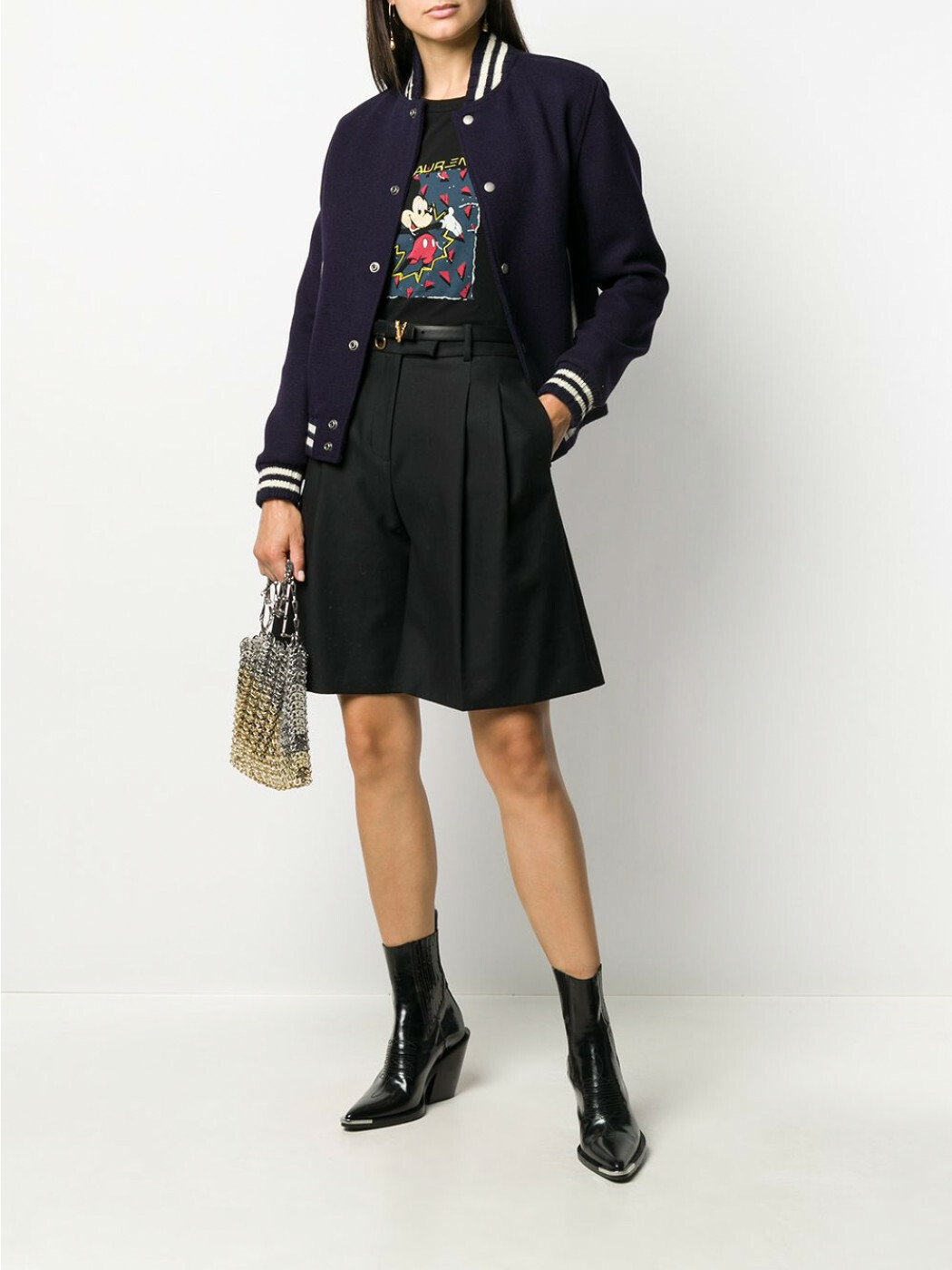 YSL SAINT LAURENT BOMBER JACKET VARSITY TEDDY BACK STAMPA LOGO NUOVO CON ETICHETTE 100% AUTENTICO