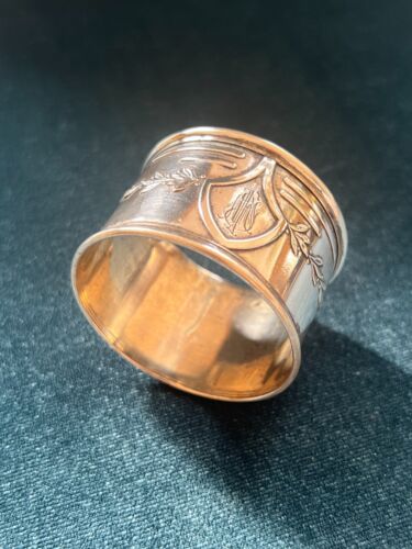 Great Art Nouveau Antique Sterling SILVER Nature Plants Olive Branch Napkin Ring - Picture 6 of 9