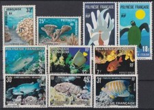 F-EX18319 FRANCE POYNESIE POLINESIA MNH SET SEA MARINE LIFE FISH CORAL SHELL. 