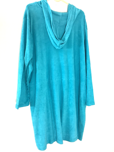 Swimsuits For All Cover Up Women's Hooded Teal Blue Stretch Swim Cover Up 22/24. - Picture 2 of 6