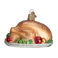 Old World Christmas TURKEY PLATTER (32201) Glass Ornament w/OWC Box