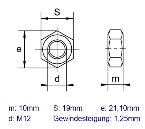 Mutter Linksgewinde Feingewinde M8 M10 M12 M16 M20 links fein DIN 934 Edelstahl - Bild 4 von 6