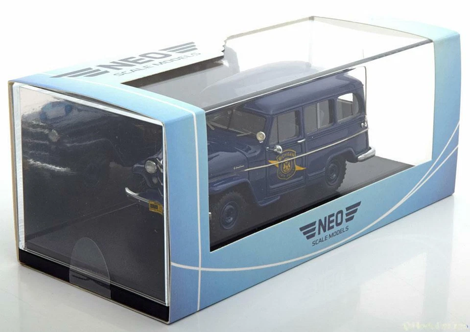 Jeep Willys Stazione Carro Michigan State Polizia Dark Blu 1954 Neo 49538 1/43 - Immagine 3 di 3