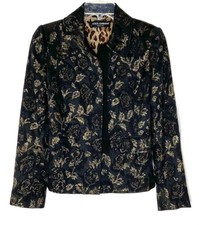 DOLCE & GABBANA Black Gold Metallic Floral Jacquard Blazer Jacket XS S 36 38 40