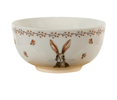 Clayre & Eef: Müslischüssel, Schale aus Keramik, Kaninchen 14 x 7 cm Ostern Hase