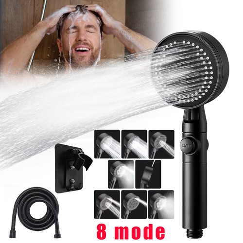 8 Modi Hochdruck Duschkopf mit Schlauch & Ein Aus Schalter, Wohnmobil Camper Sprinkler - Bild 2 von 15