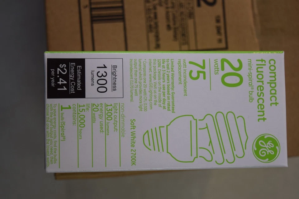 10x GE Twist Fluorescent Light Bulb (64802 - FLE20HT3/2SX/827) - Image 2 of 3