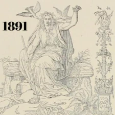 1891 KAULBACH ARTIST DUSSELDORF SCHOOL DESIGN DECOR TEMPLE VICTORIAN ERA PRINT