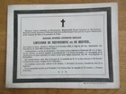 FAIRE PART DECES ELEONORE LIMNANDER DE NEUENHOVE born DE MEESTER 1848 HOMBEECK
