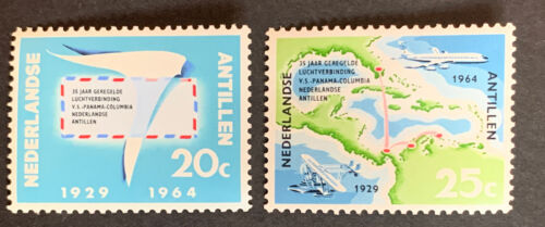 Travelstamps: Netherlands Antilles Stamps 1964 35th Anniv. 1st Airmail Mint OG H - Picture 1 of 5