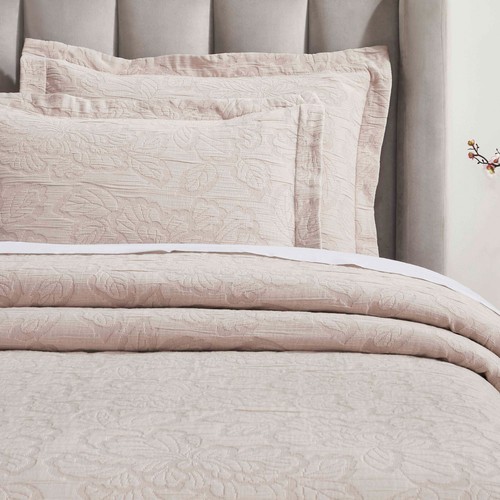 Hibiscus Cotton Medium Weight Matelasse Woven Floral Bedspread Set - Picture 5 of 45