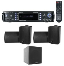 Rockville 1000w Home Theater Bluetooth Receiver+(4) Speakers+8" Subwoofer Sub
