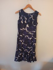 Talbot's Dress, Blue Abstract Print, Business/Party, Lined, Flared Hem, Women's