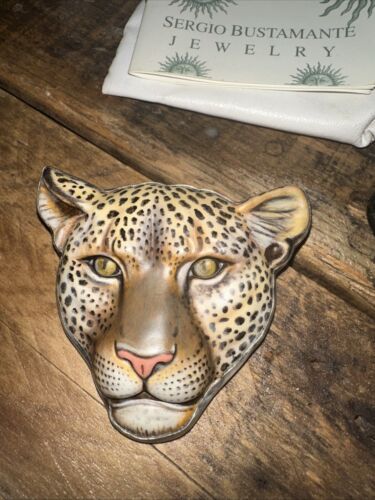 Signed Sergio Bustamante Sterling Silver Cheetah Brooch Pendant - Picture 4 of 11