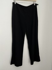 Talbots Petites Wide Leg Trousers 12 Petite Black Wool Blend Lined Career
