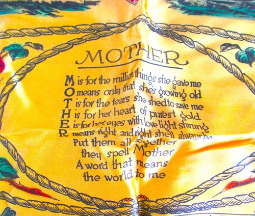 1940's U. S. Navy WWII Mother Pillow Yellow Satin Fringed - Picture 4 of 8