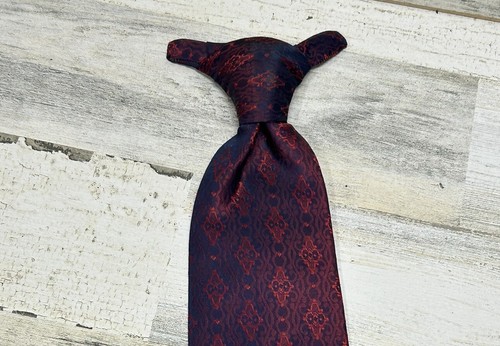 Corbata con clip vintage "Wemlon" de Wembley - lavable, rojo oscuro y azul - Imagen 3 de 8