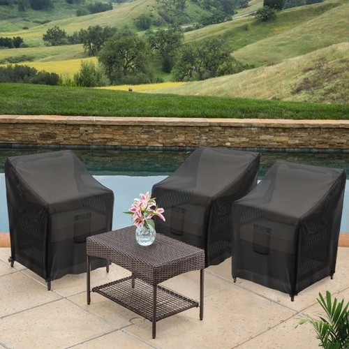 Confezione 2 Coprisedie 2Size 420D Impermeabile Patio Arredo Giardino Esterno Nero US - Foto 3 di 12
