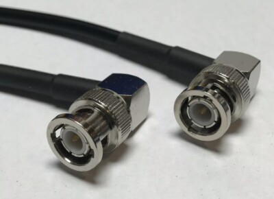 BNC Male Right Angle to BNC Male Right Angle Cable Using RG58 Coax 12  USA