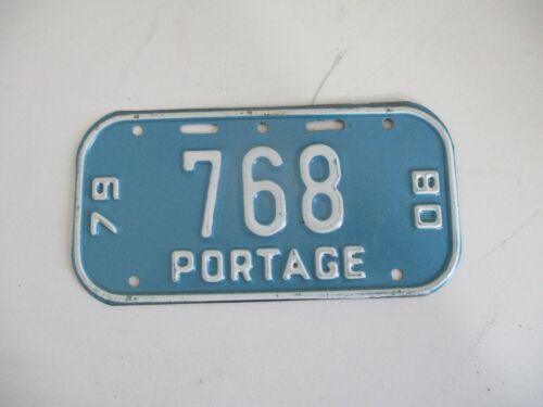 1979-80 Portage Wisconsin Bicycle License Plate Tag 768