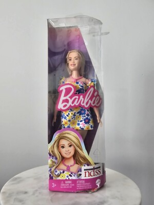 green emerald velvet dress Barbie Fashionistas Doll #208: Barbie Doll With Down Syndrome Wearing  Floral Dress
