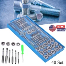 40 Pc SAE Tap & Die Set Bolt Screw Extractor/Puller Removal Threading Threads